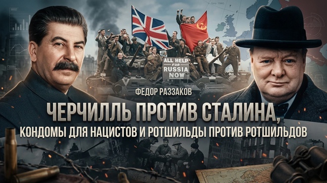 Постер к видео Фёдор Раззаков | Черчилль против Сталина, кондомы для нацистов и Ротшильды против Ротшильдов