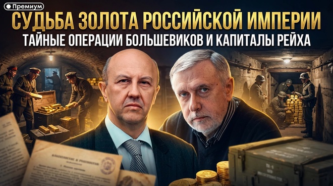 Постер к видео Судьба золота Российской Империи. Тайные операции большевиков и капиталы Рейха | Андрей Фурсов и Алексей Мосякин
