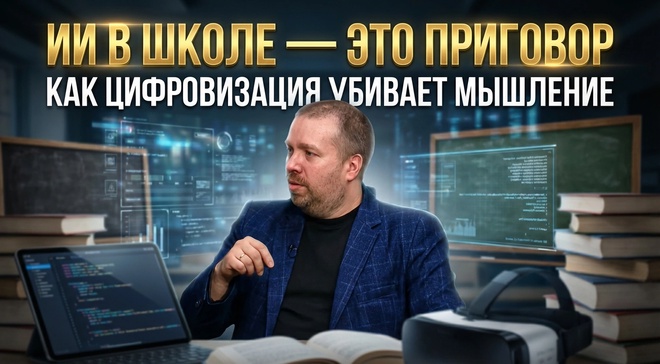 Постер к видео ИИ В ШКОЛЕ — ЭТО ПРИГОВОР: Как цифровизация убивает мышление | Андрей Афанасьев