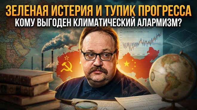 Постер к видео ЗЕЛЕНАЯ ИСТЕРИЯ И ТУПИК ПРОГРЕССА. Лисицын: Кому выгоден климатический алармизм? | Фёдор Лисицын