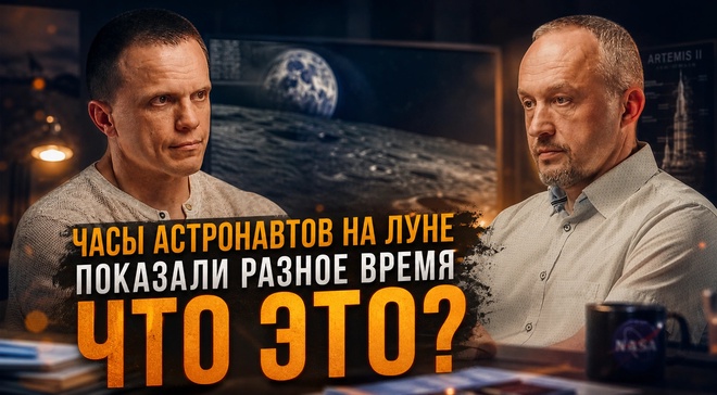 Постер к видео ЧАСЫ АСТРОНАВТОВ НА ЛУНЕ ПОКАЗАЛИ РАЗНОЕ ВРЕМЯ — ЧТО ЭТО? | Александр Никитин и Роман Голунов