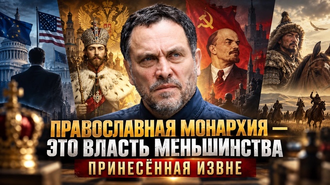 Постер к видео ПРАВОСЛАВНАЯ МОНАРХИЯ — ЭТО ВЛАСТЬ МЕНЬШИНСТВА, ПРИНЕСЁННАЯ ИЗВНЕ | Максим Шевченко