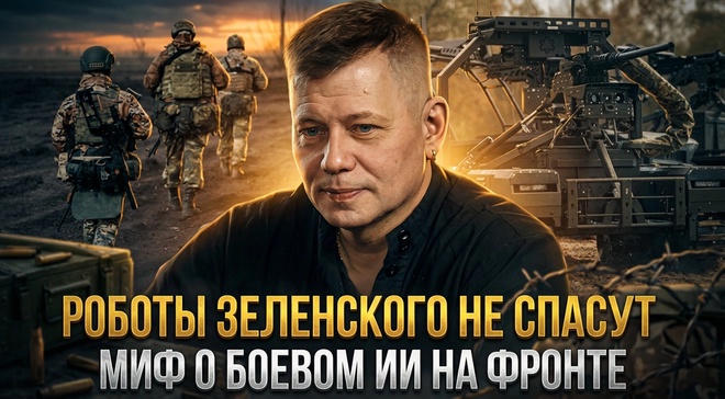 Постер к видео РОБОТЫ ЗЕЛЕНСКОГО НЕ СПАСУТ: миф о боевом ИИ на фронте | Станислав Крапивник