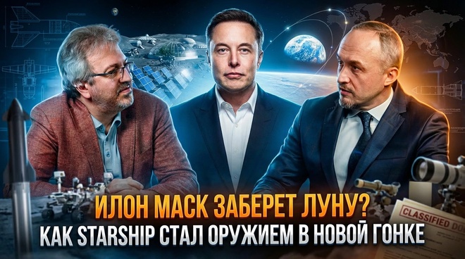 Постер к видео ИЛОН МАСК ЗАБЕРЕТ ЛУНУ? Как Starship стал оружием в новой гонке | Роман Голунов