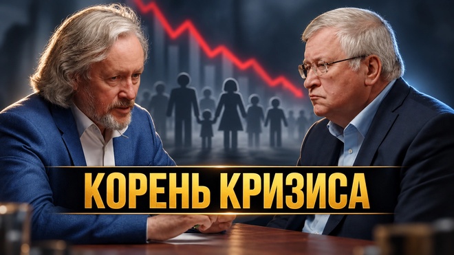 Постер к видео КОРЕНЬ КРИЗИСА: КАК НАМ ВНУШИЛИ, ЧТО ИСЧЕЗАТЬ — ЭТО НОРМА | Юрий Крупнов и Игорь Шишкин