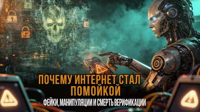 Постер к видео ПОЧЕМУ ИНТЕРНЕТ СТАЛ ПОМОЙКОЙ: Фейки, манипуляции и смерть верификации | Фёдор Лисицын