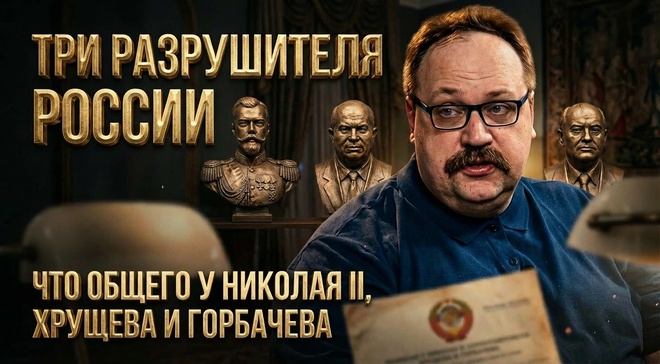 Постер к видео ТРИ РАЗРУШИТЕЛЯ РОССИИ. Что общего у Николая II, Хрущева и Горбачева | Фёдор Лисицын