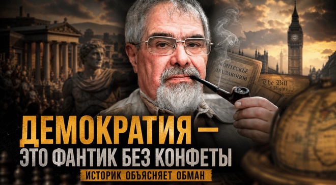 Постер к видео ДЕМОКРАТИЯ — ЭТО ФАНТИК БЕЗ КОНФЕТЫ: ИСТОРИК ОБЪЯСНЯЕТ ОБМАН | Андрей Буровский