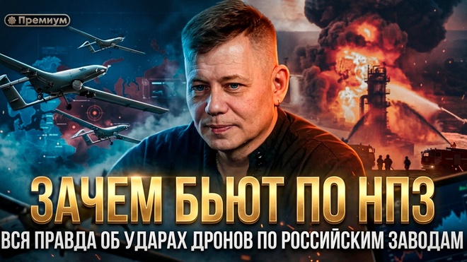 Постер к видео ЗАЧЕМ БЬЮТ ПО НПЗ. Вся правда об ударах дронов по российским заводам | Станислав  Крапивник