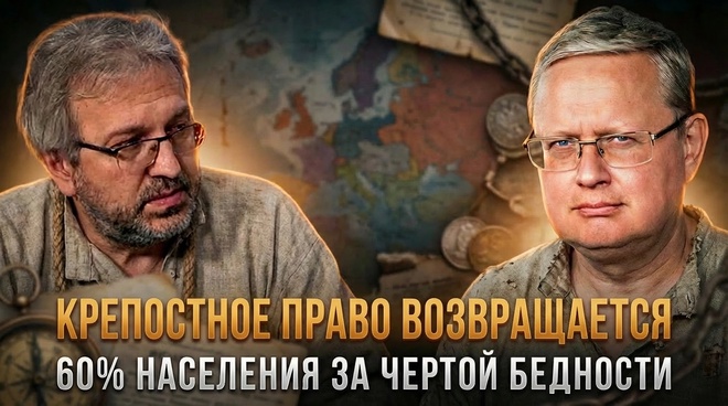 Постер к видео КРЕПОСТНОЕ ПРАВО ВОЗВРАЩАЕТСЯ. Почему 60% населения за чертой бедности? | Михаил Делягин