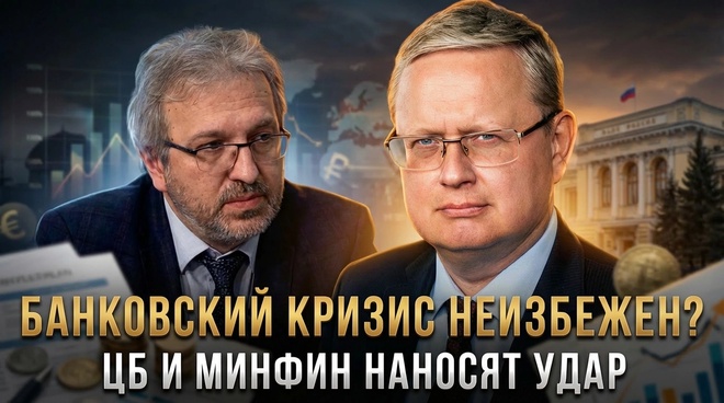 Постер к видео БАНКОВСКИЙ КРИЗИС НЕИЗБЕЖЕН? ЦБ и Минфин наносят удар по России | Михаил Делягин | П...п... с Делягиным