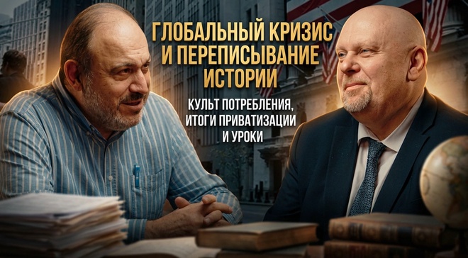 Постер к видео Глобальный кризис и переписывание истории. Итоги приватизации | Александр Колпакиди и Игорь Макаров