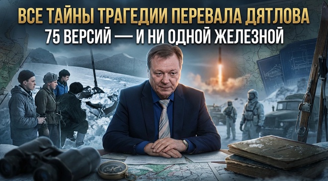 Постер к видео ВСЕ ТАЙНЫ ТРАГЕДИИ ПЕРЕВАЛА ДЯТЛОВА. 75 версий — и ни одной железной | Сергей Сопелев