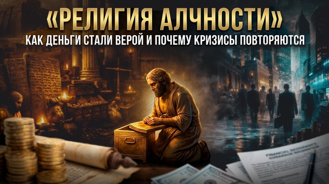 Постер к видео «РЕЛИГИЯ АЛЧНОСТИ» — как деньги стали верой и почему кризисы повторяются | Фёдор Лисицын