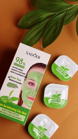 Маска глиняная освежающая с зелёным чаем Sadoer Green Tea Refreshing Clay Mask 7,5 г*8 шт
