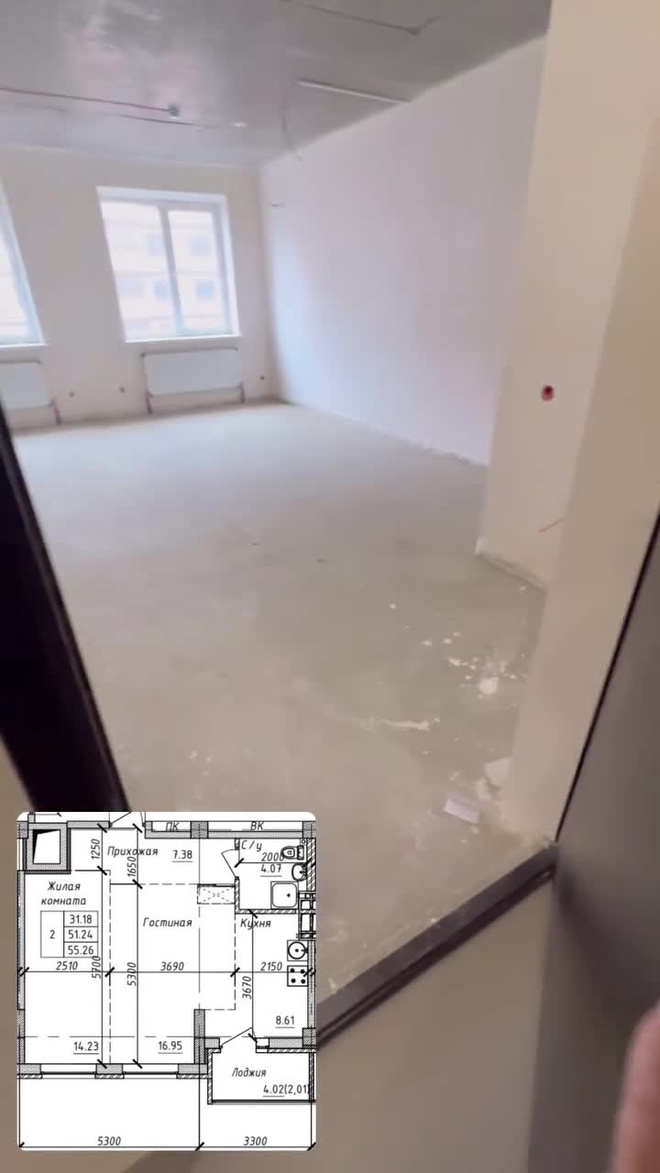 2-комн., 57,3 м², 16/17 этаж